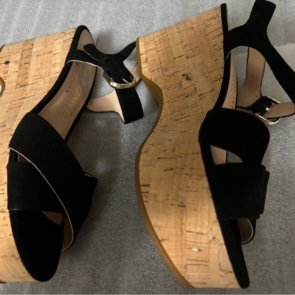 Kate Spade Black Suede Wedges - Picture 4 of 5